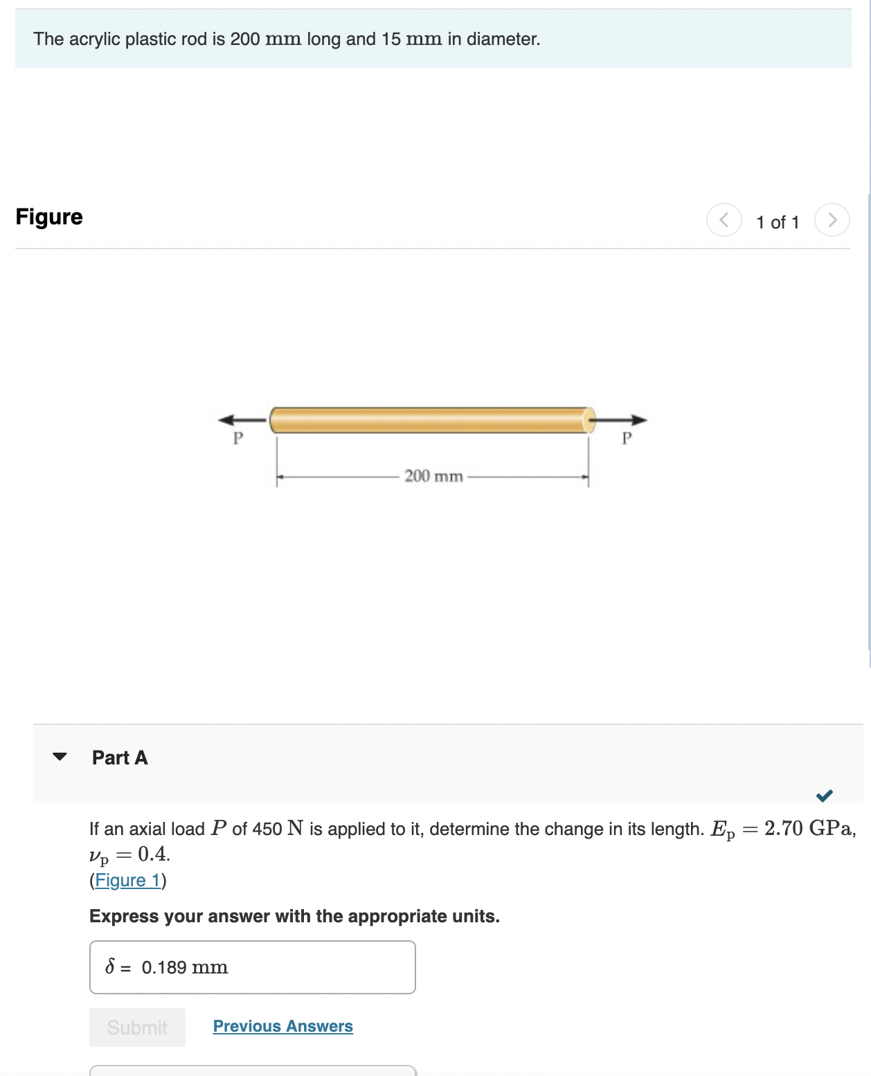 The acrylic plastic rod is 2 0 0 m m long and 1 5