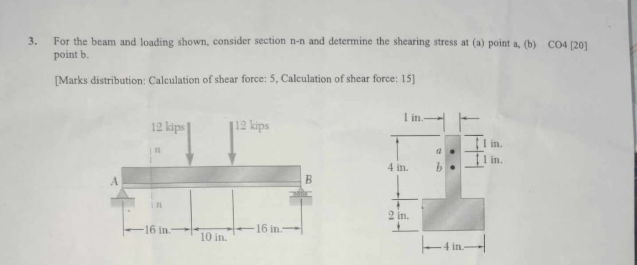 For the beam and loading shown, consider section