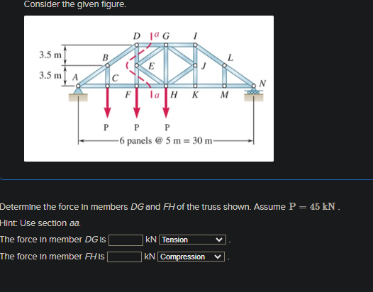 Consider the given figure. Determine the force in