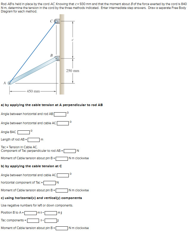 Rod \ ( A B \ ) is held in place by the cord \ (