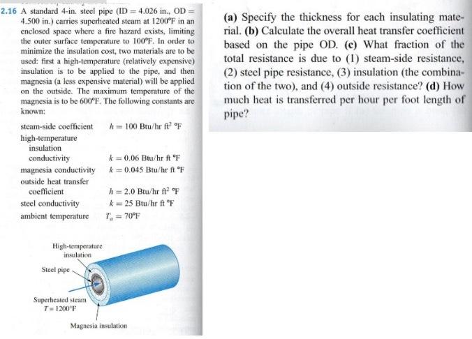 2 . 1 6 A standard 4 - in , steel pipe ( ID = 4 .
