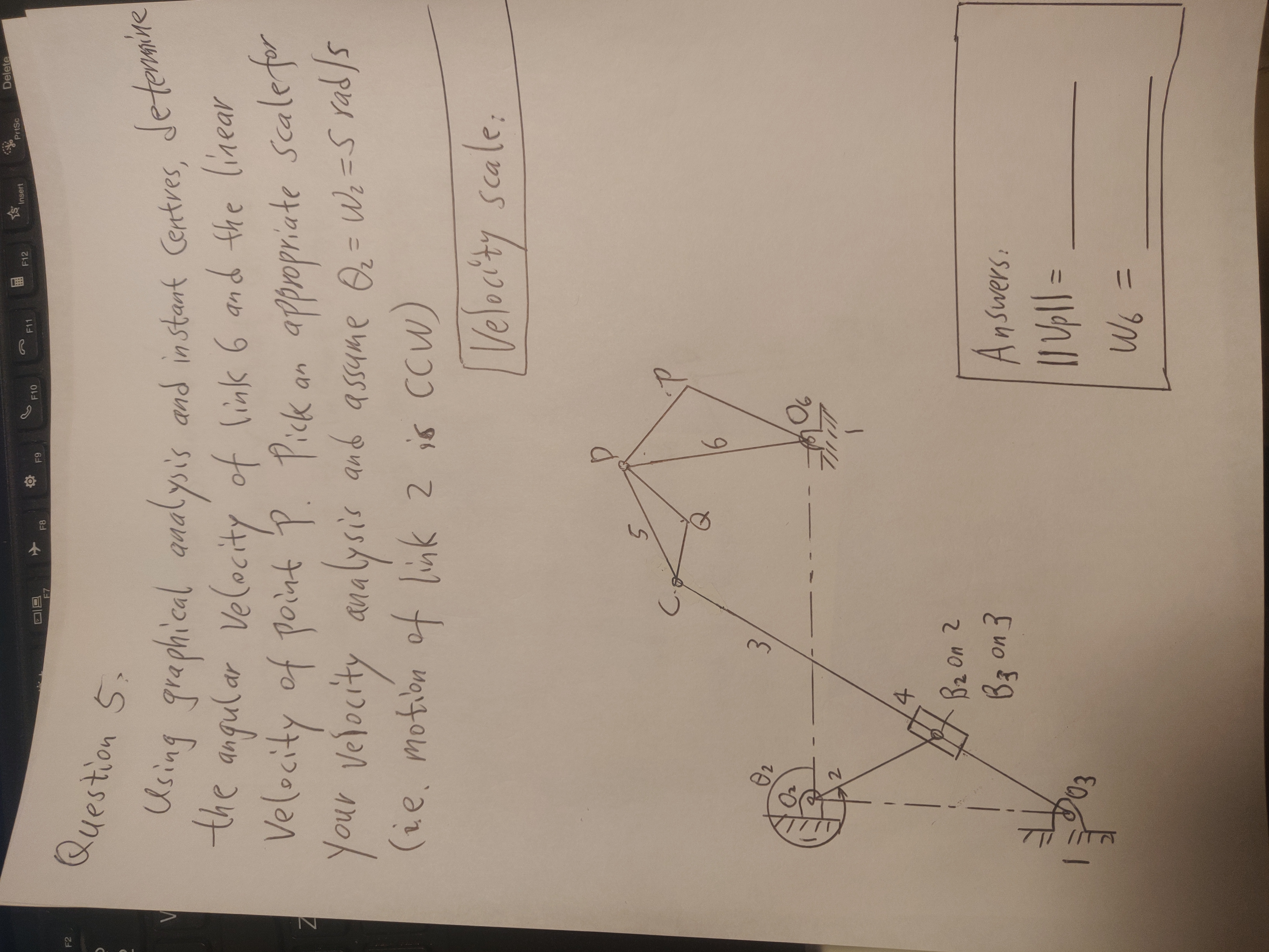 Question 5 : Using graphical analysis and instant