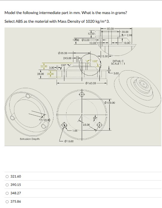 Model the following intermediate part in mm .