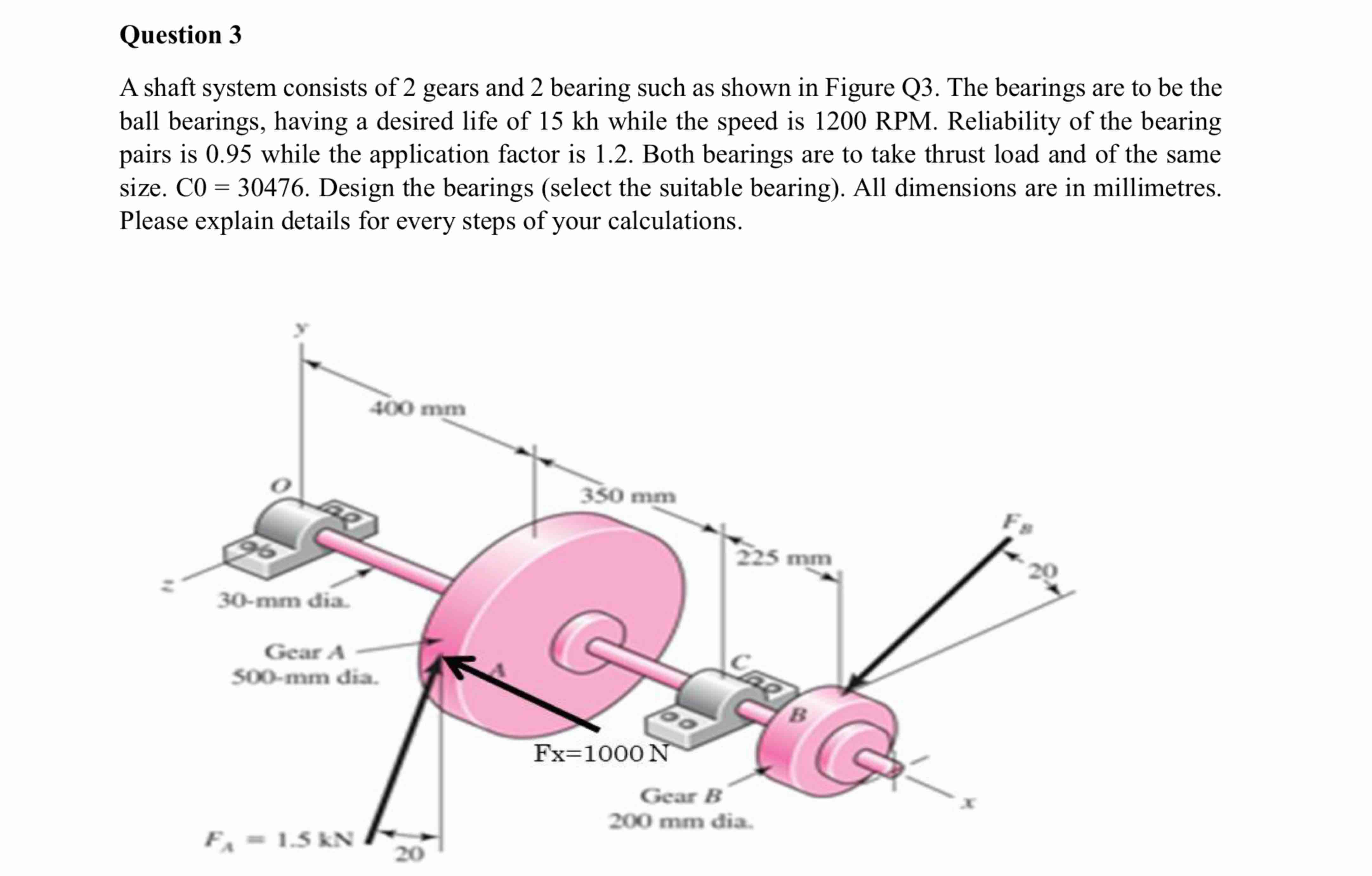 Question 3 A shaft system consists of 2 gears and