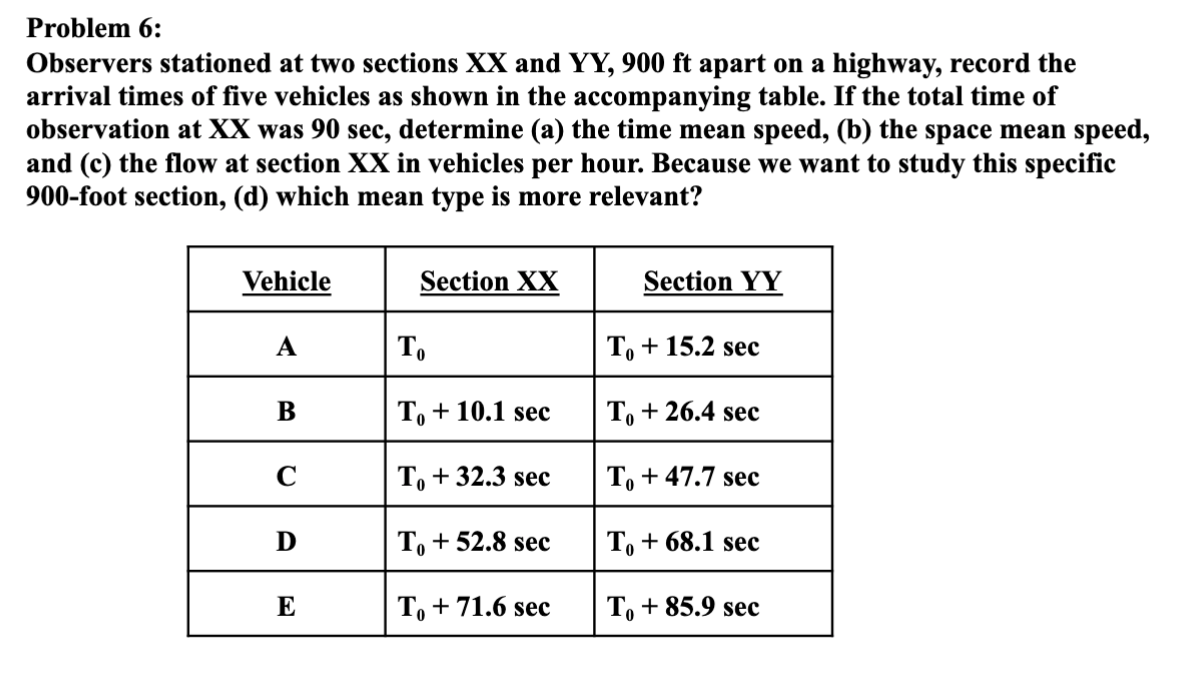 Problem 6 : Observers stationed at two sections x