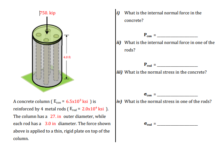 i ) What is the internal normal force in the