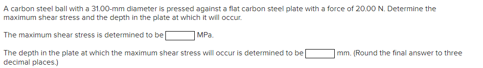A carbon steel ball with a 3 1 . 0 0 - m m