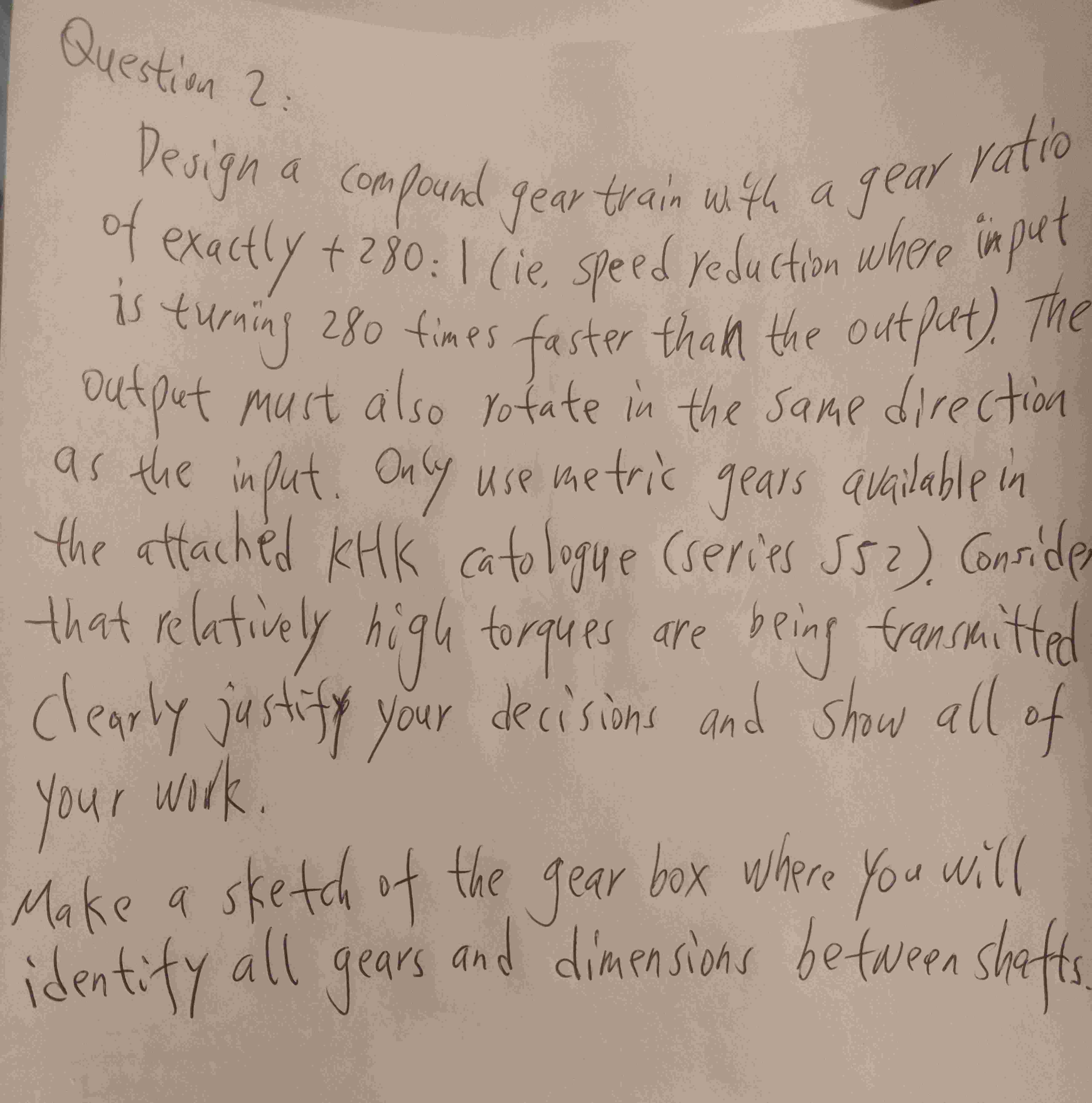 Design a compound gear train with a gear ratio of