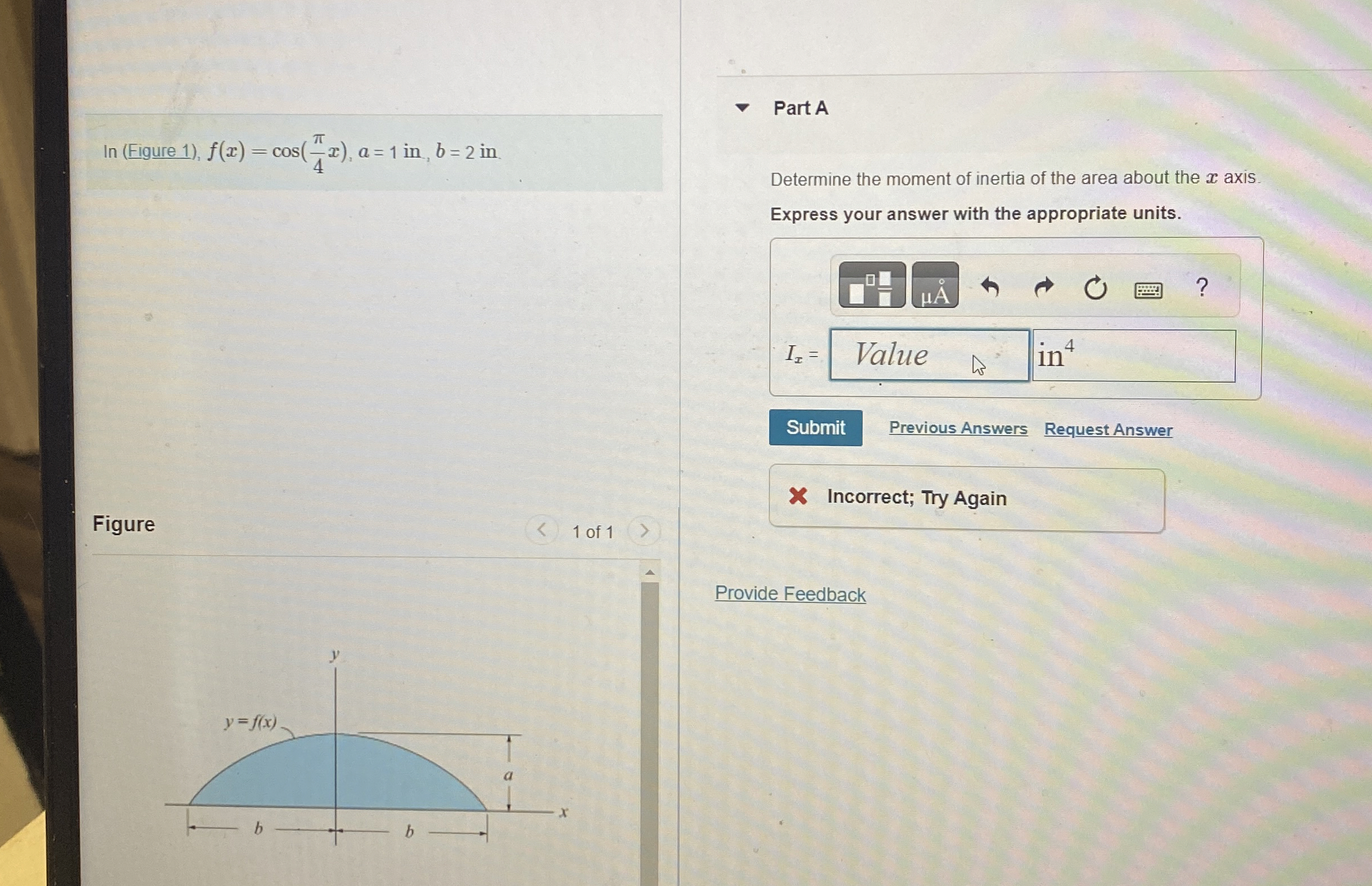 Figure 1 ) , f ( x ) = c o s ( 4 x ) , a = 1 in ,