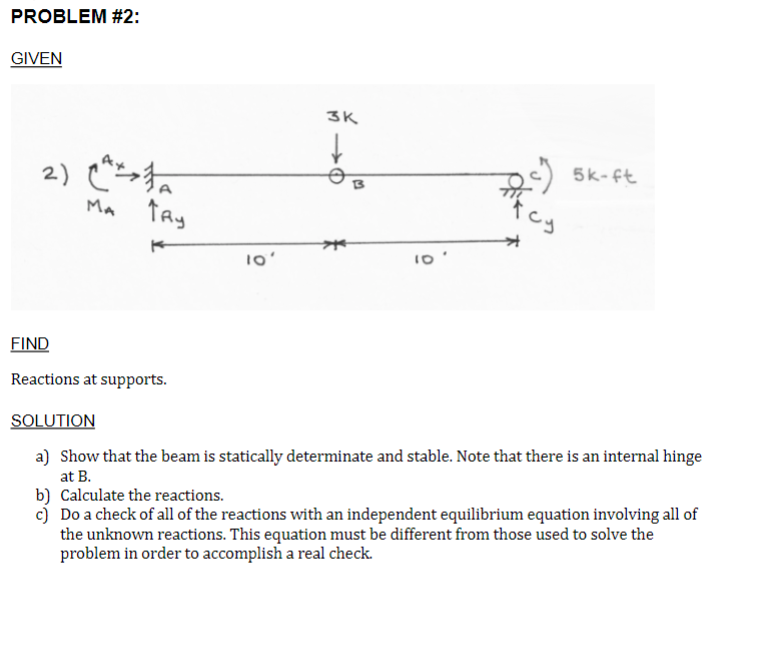 FIND Reactions at supports. SOLUTION a ) Show