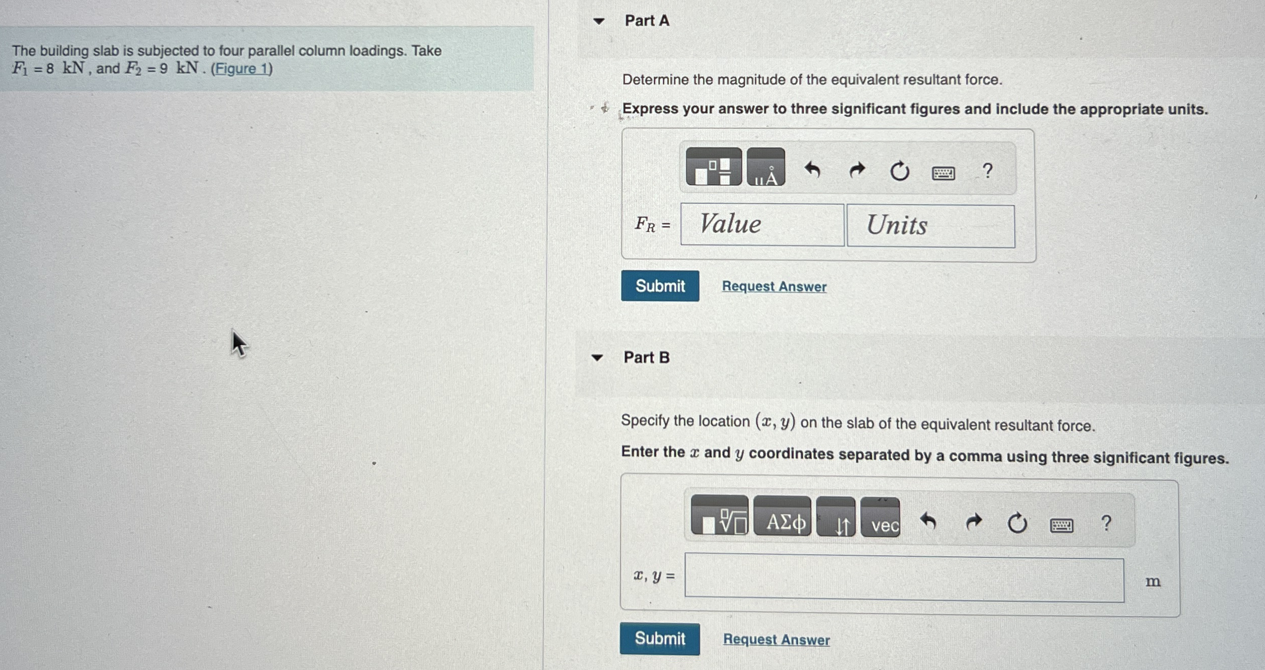 The building slab is subjected to four parallel