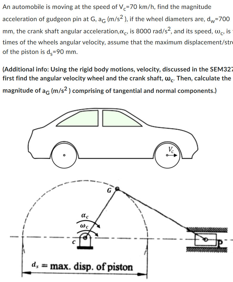 An automobile is moving at the speed of V c = 7 0