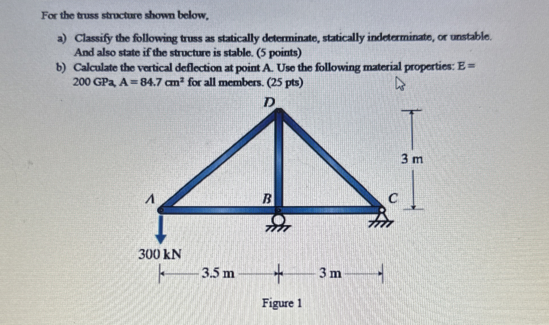 For the truss structure shown below, b )