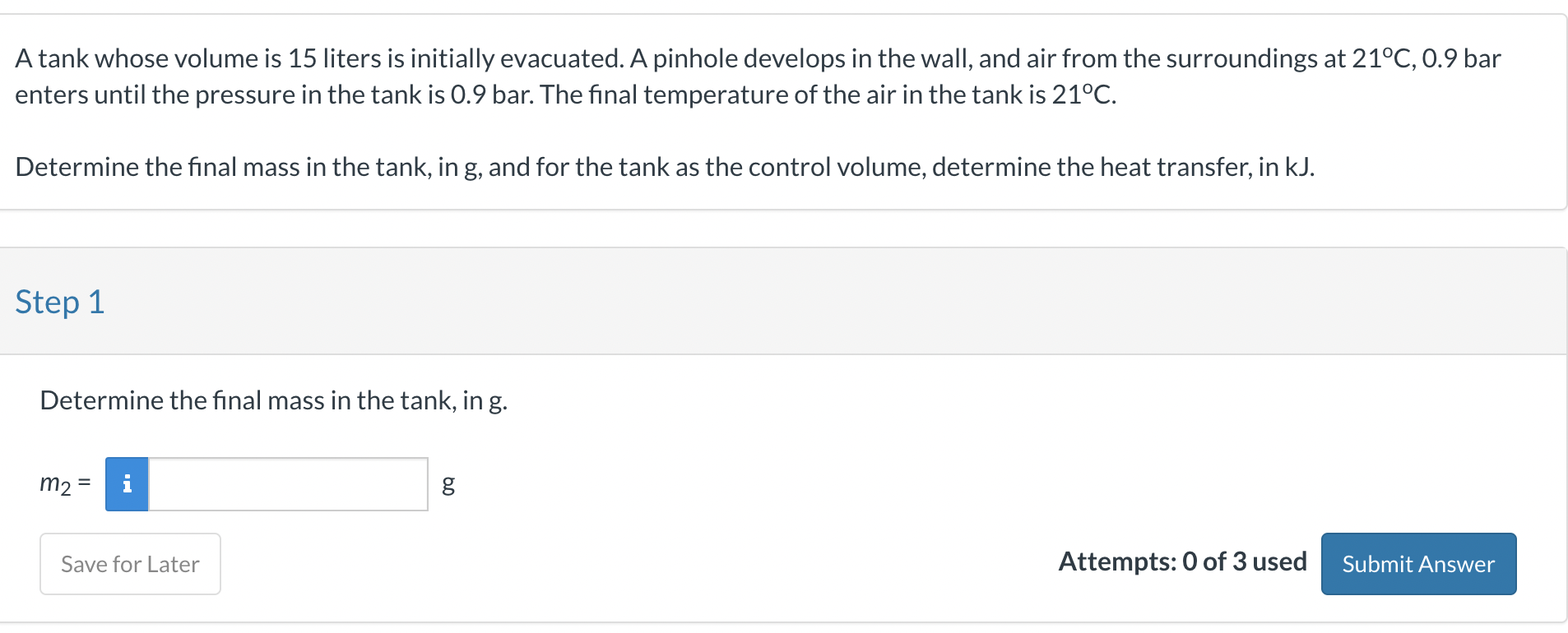 A tank whose volume is 1 5 liters is initially