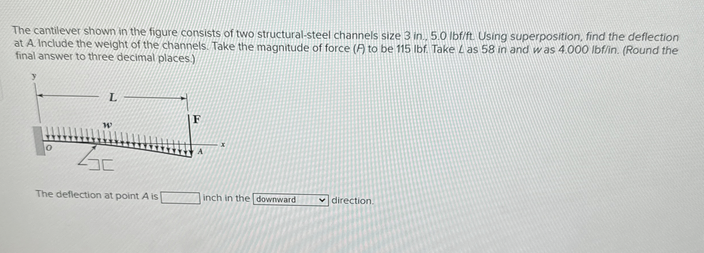 The cantilever shown in the figure consists of