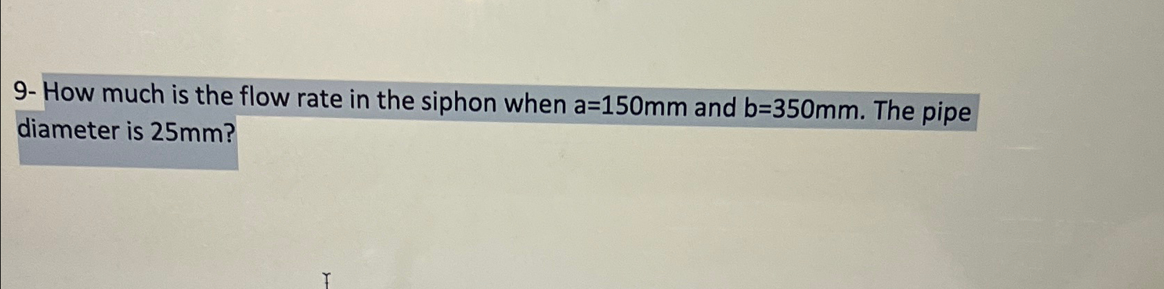 How much is the flow rate in the siphon when a =