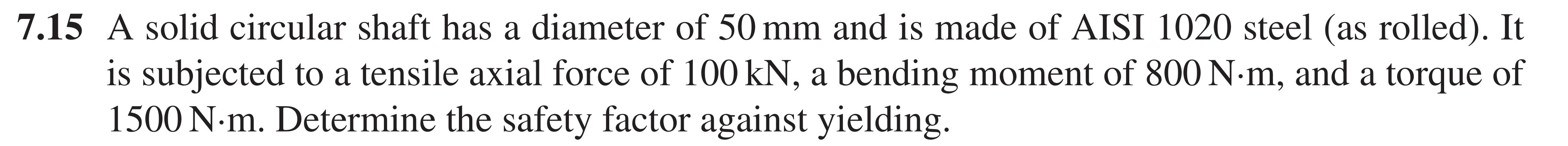 7 . 1 5 A solid circular shaft has a diameter of