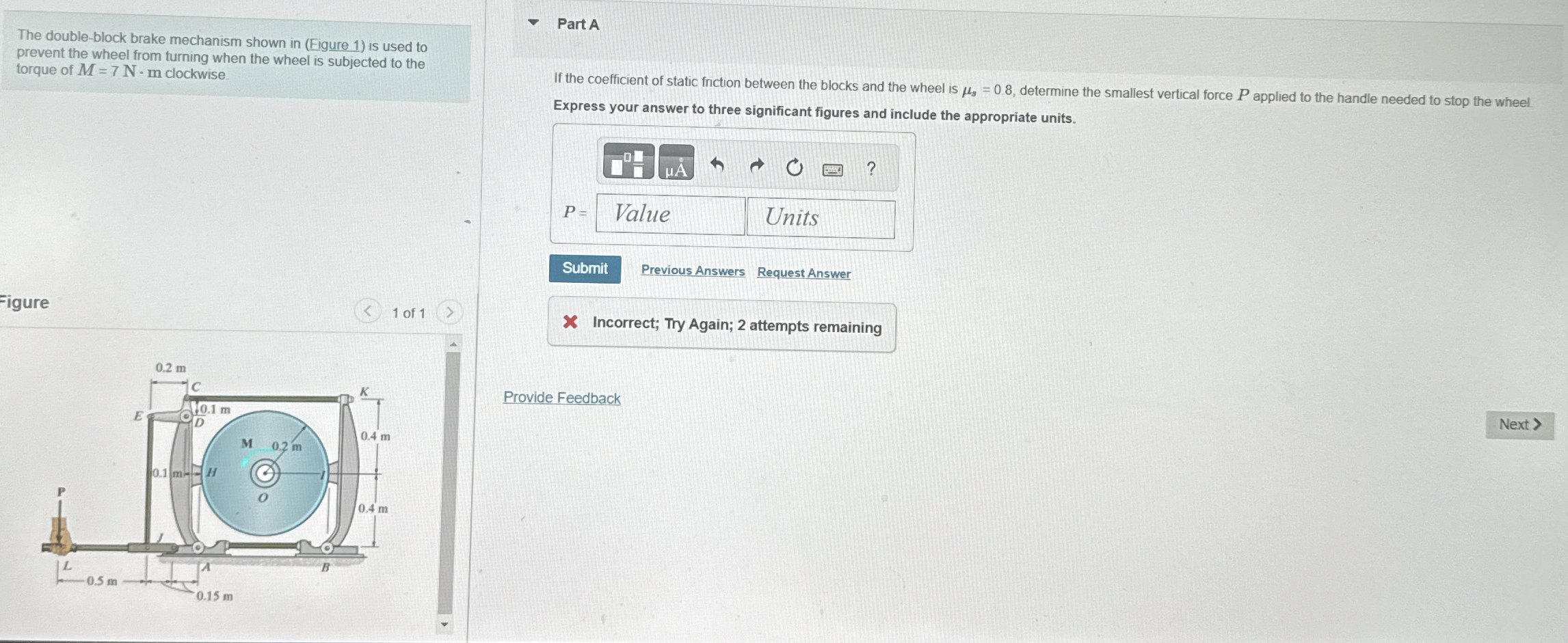 The double - block brake mechanism shown in (