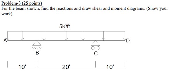 aProblem - 3 ( 2 5 points ) For the beam shown,