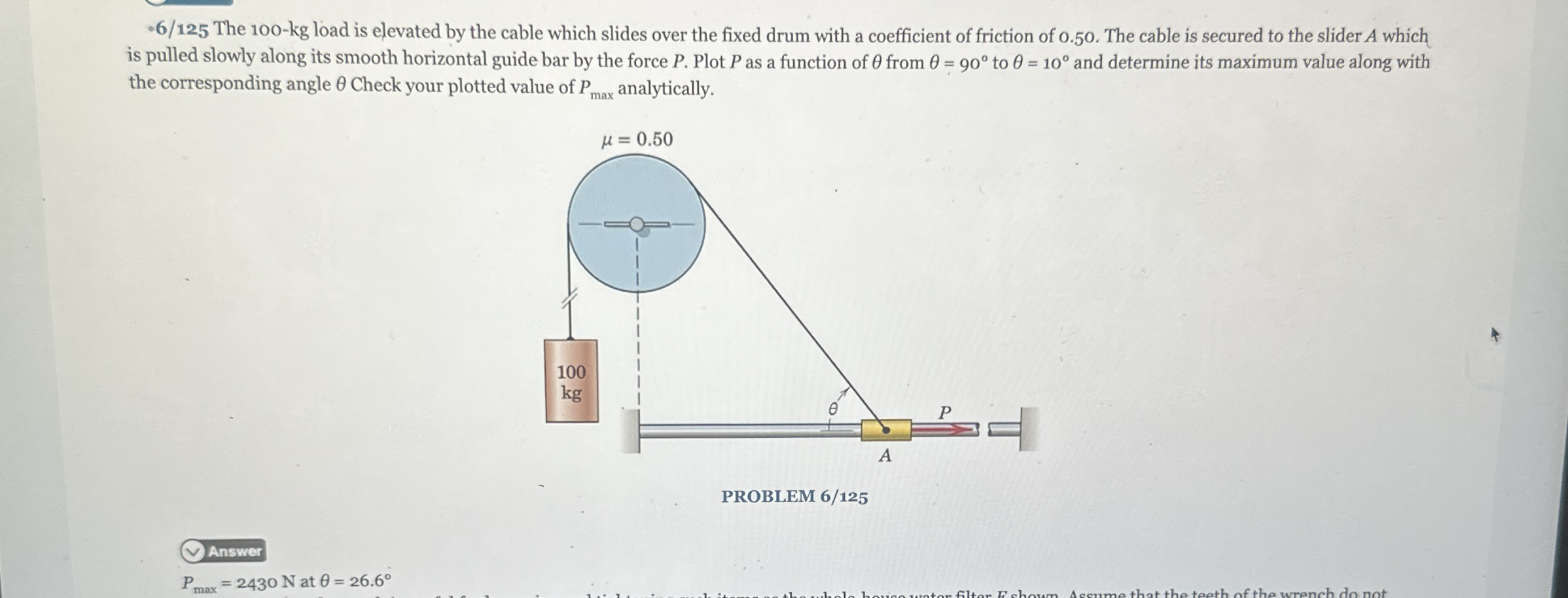 - 6 / 1 2 5 The 1 0 0 - k g load is elevated by