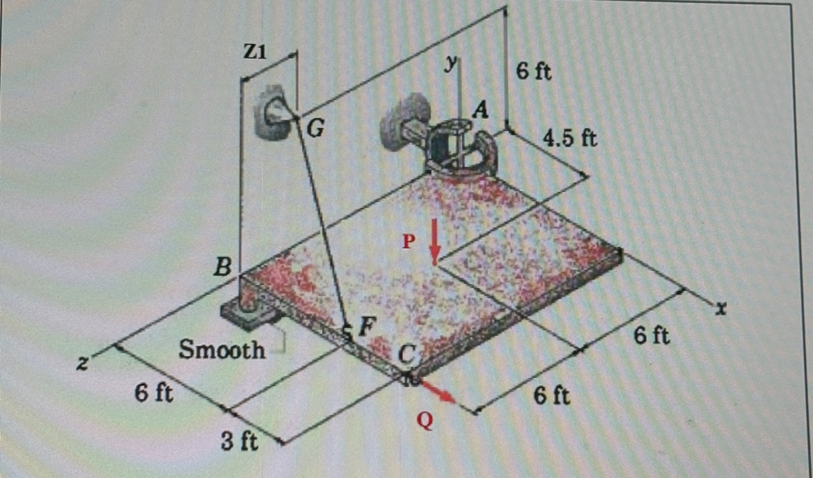 Find tension in cable and the reaction at each