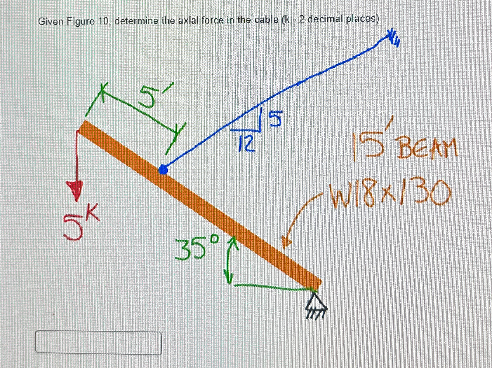 Given figure 1 0 , determine the axial force in