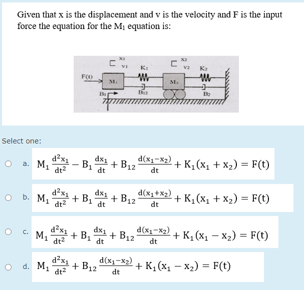 Given that x is the displacement and v is the
