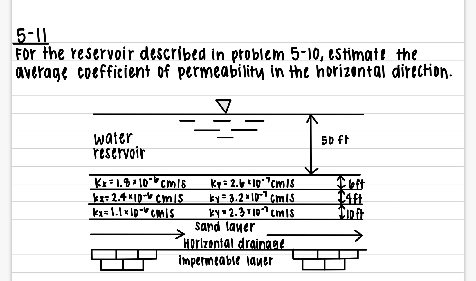 5 - 1 1 For the reservoir described in problem 5