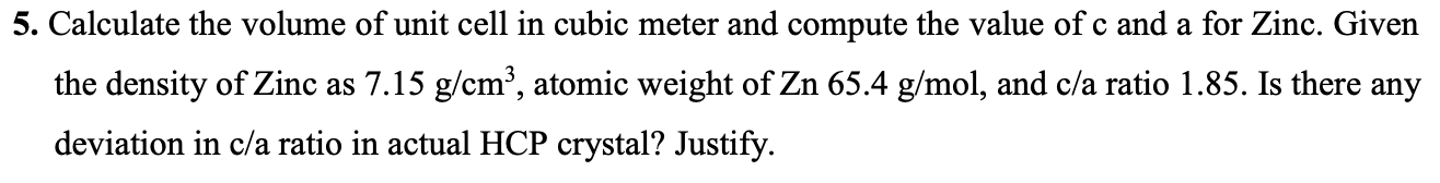 Calculate the volume of unit cell in cubic meter