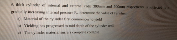 A thick cylinder of internal and external radii 3