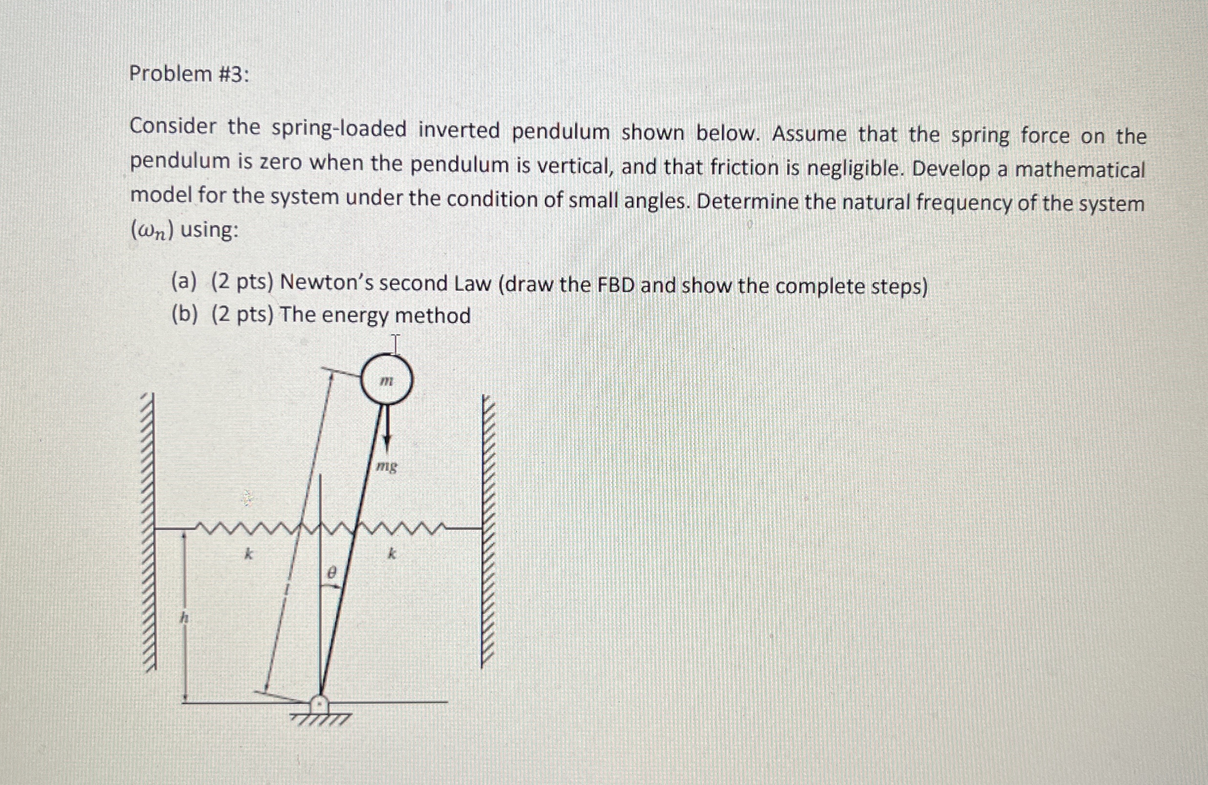 Problem # 3 : Consider the spring - loaded