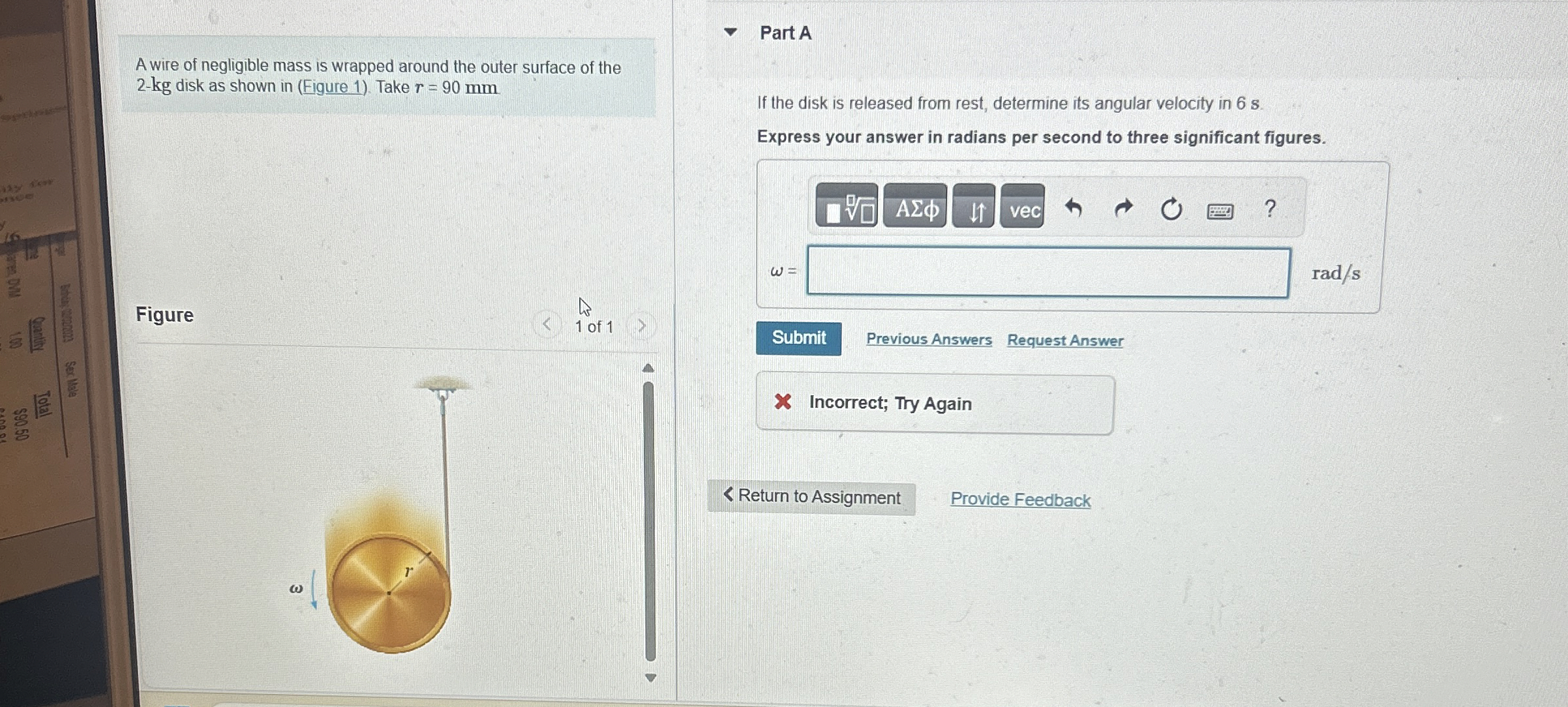 A wire of negligible mass is wrapped around the
