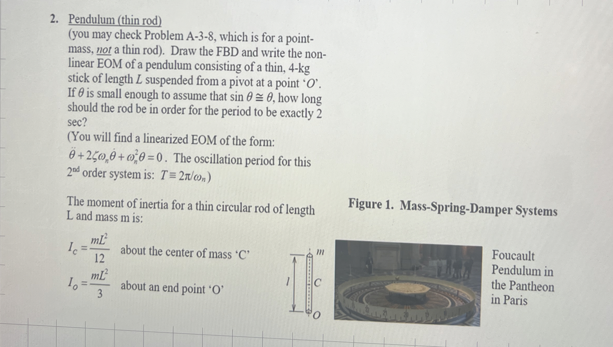 Pendulum ( thin rod ) ( you may check Problem A -