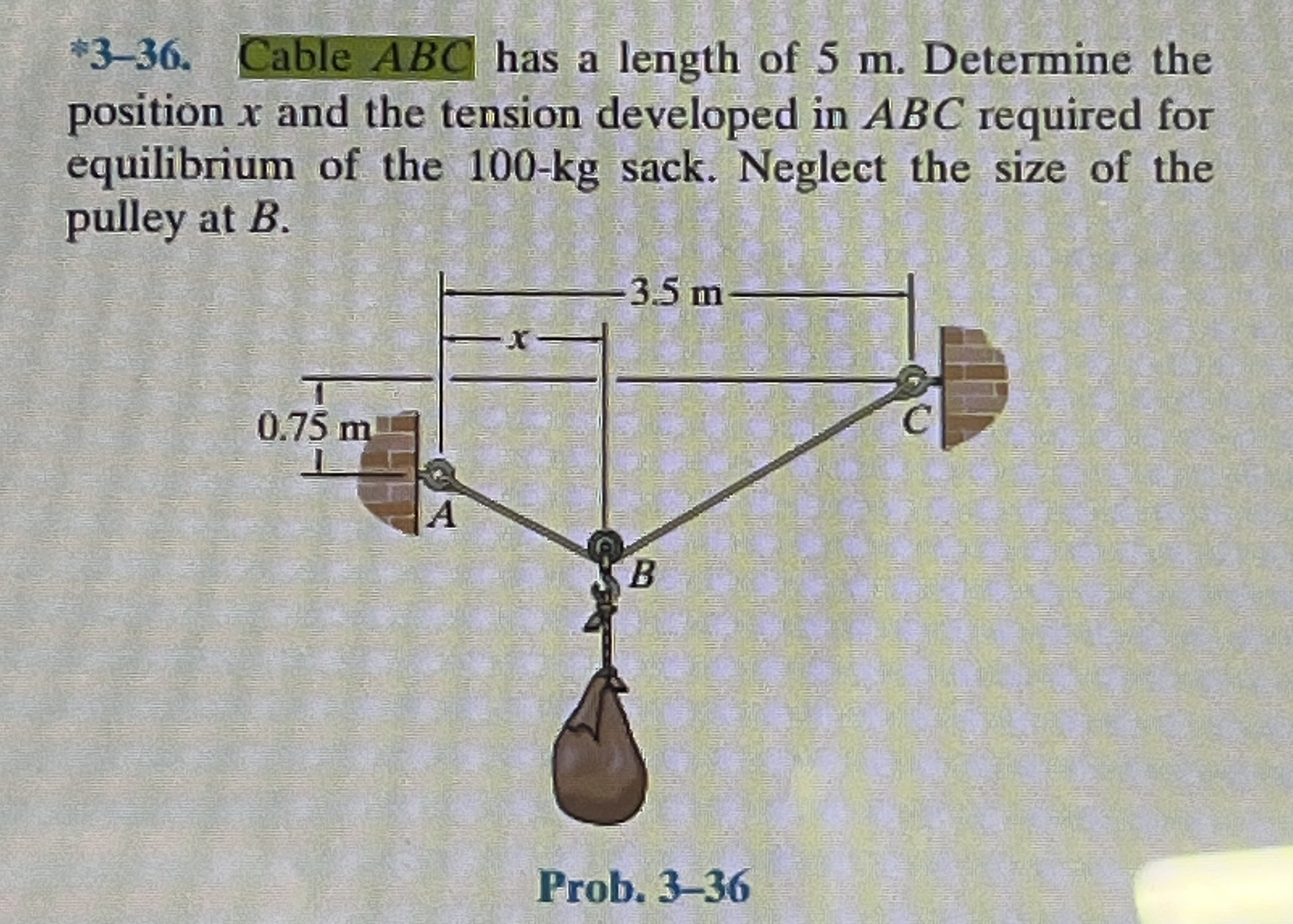 * 3 - 3 6 . Cable ABC has a length of 5 m .