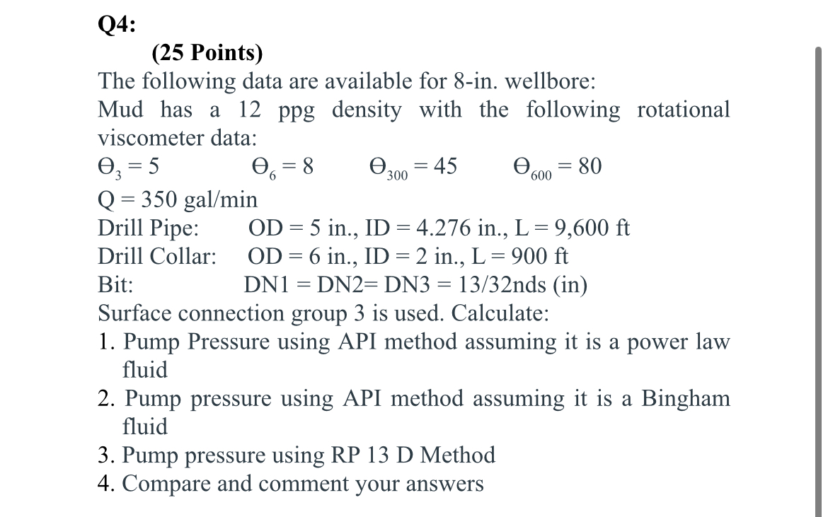 Q 4 : ( 2 5 Points ) The following data are
