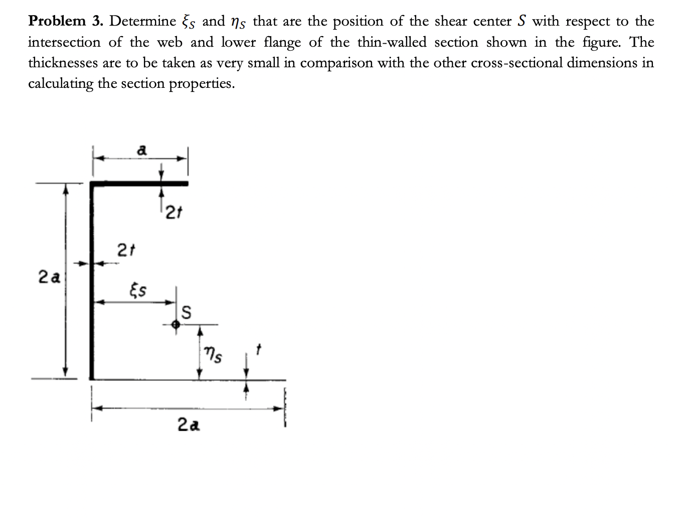 Problem 3 . Determine \ ( \ xi _ { S } \ ) and \
