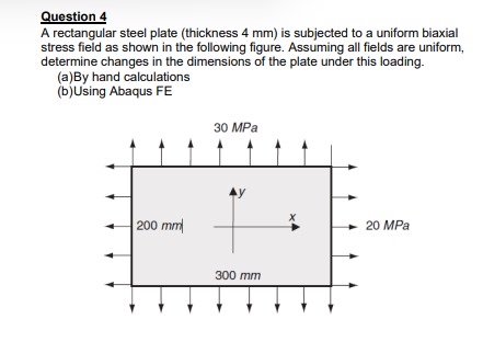 Question 4 A rectangular steel plate ( thickness