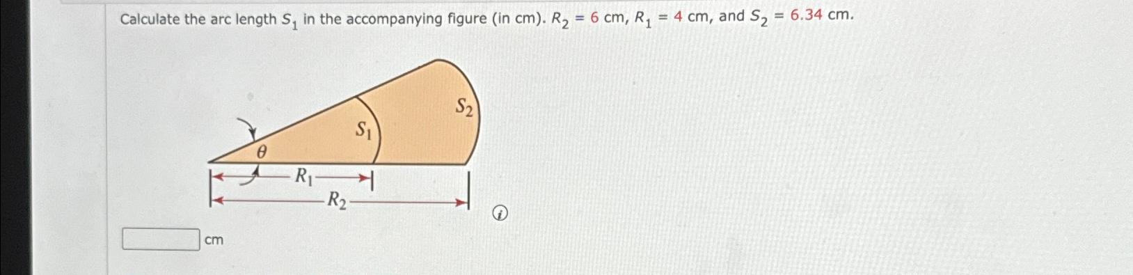 Calculate the arc length S 1 in the accompanying
