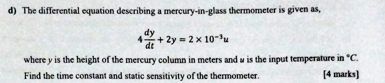 d ) The differential equation describing a