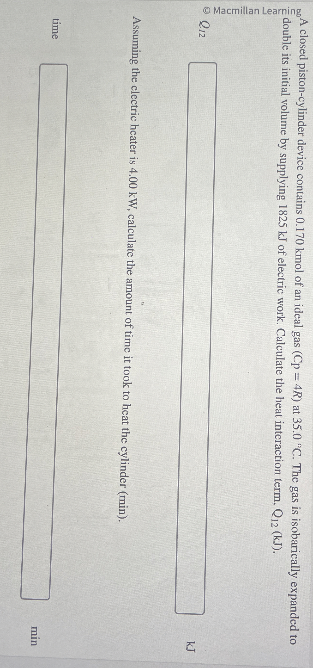 A closed piston - cylinder device contains 0 . 1