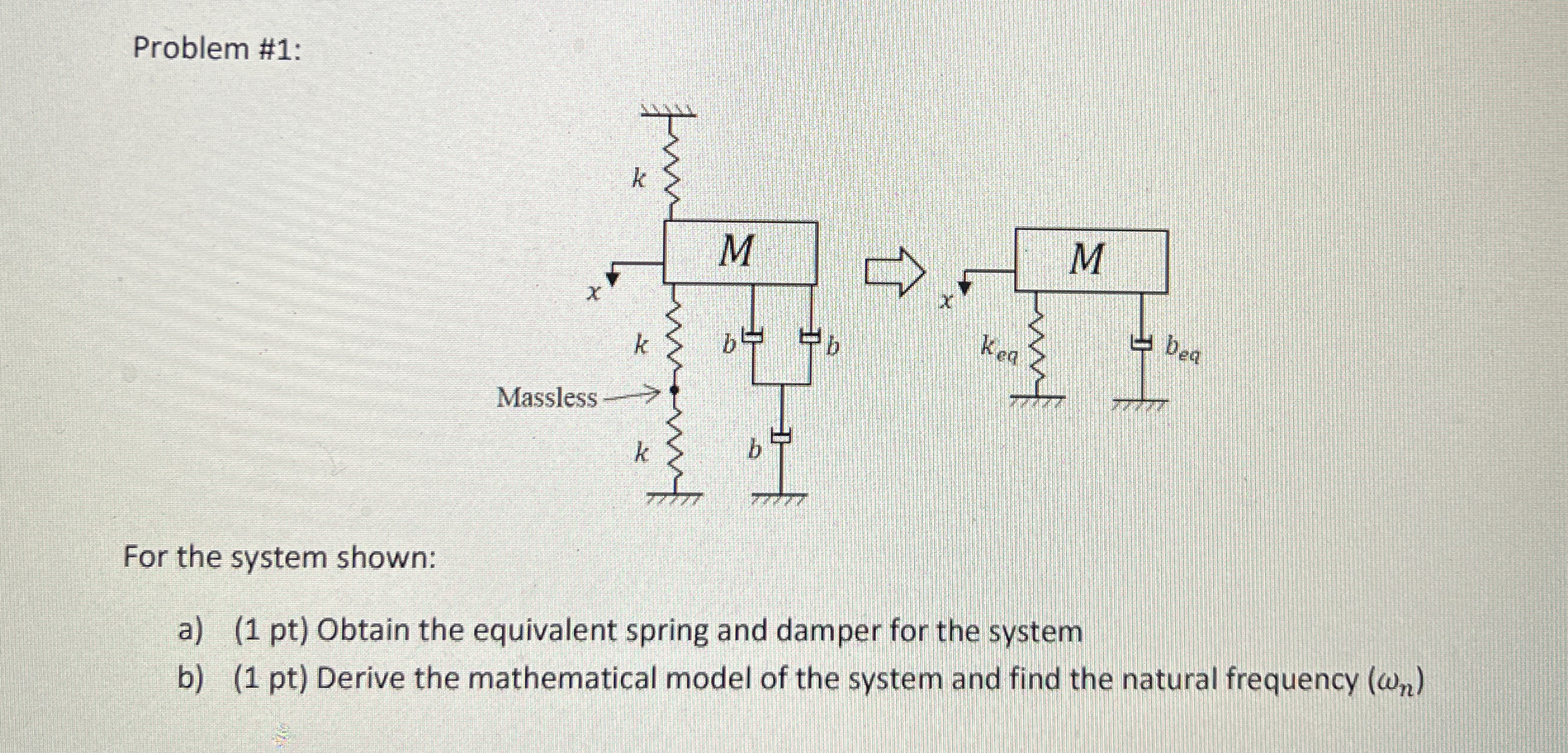 Problem # 1 : For the system shown: a ) ( 1 pt )