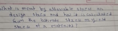 What is meant by allowable stress or design