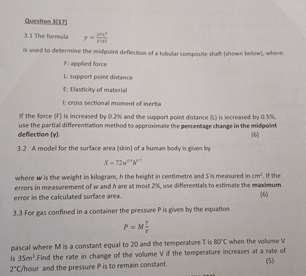Question 3 [ 1 7 ] 3 . 1 The formula , y = 2 F 1