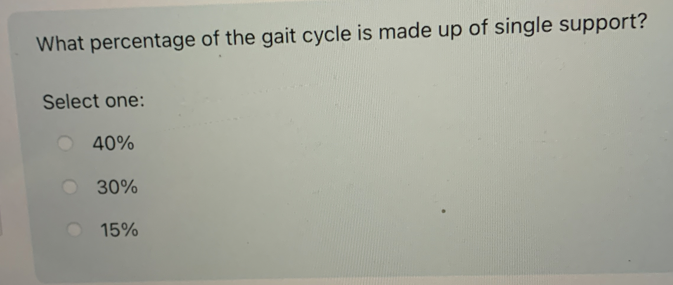 What percentage of the gait cycle is made up of