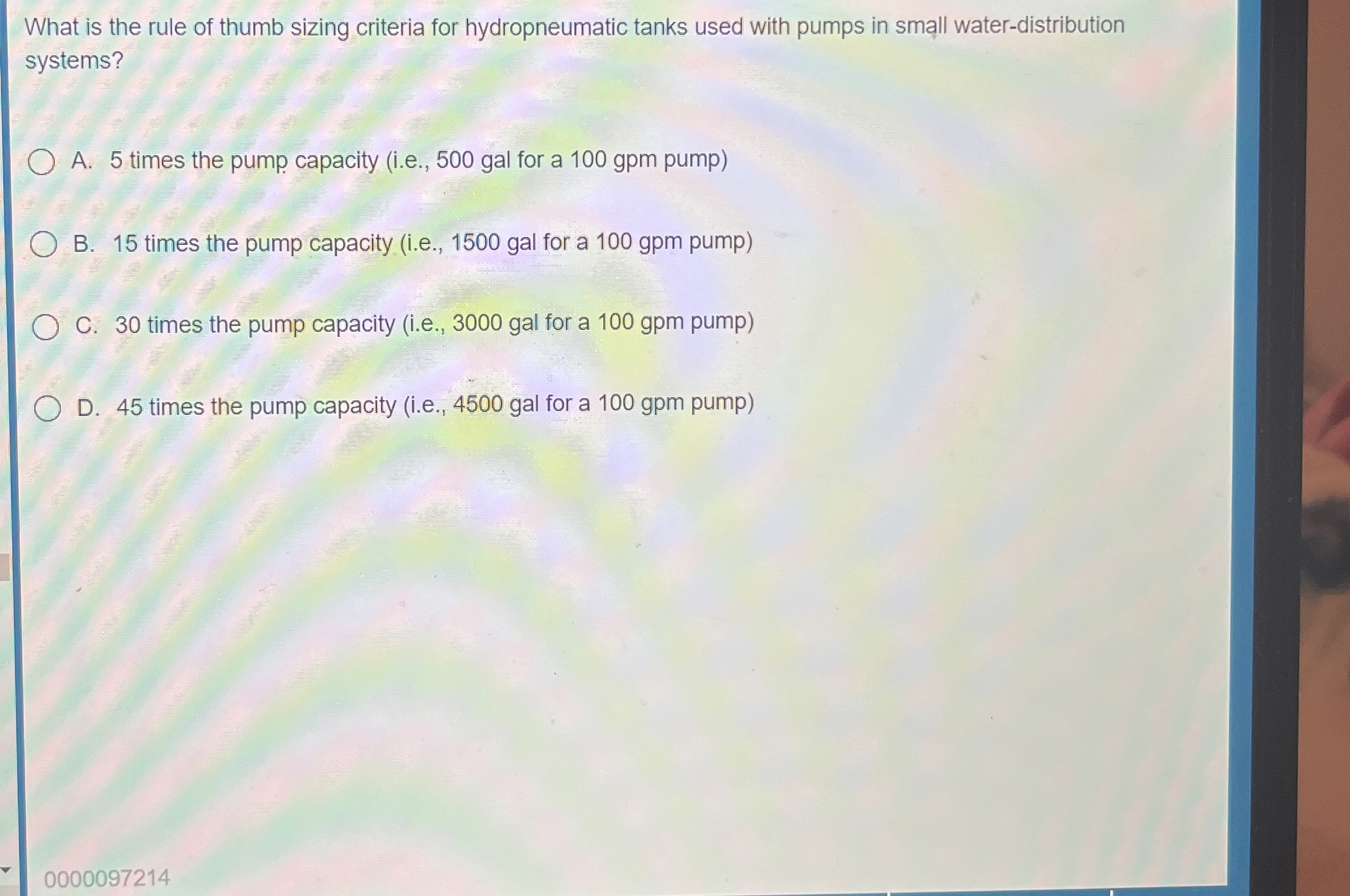 What is the rule of thumb sizing criteria for