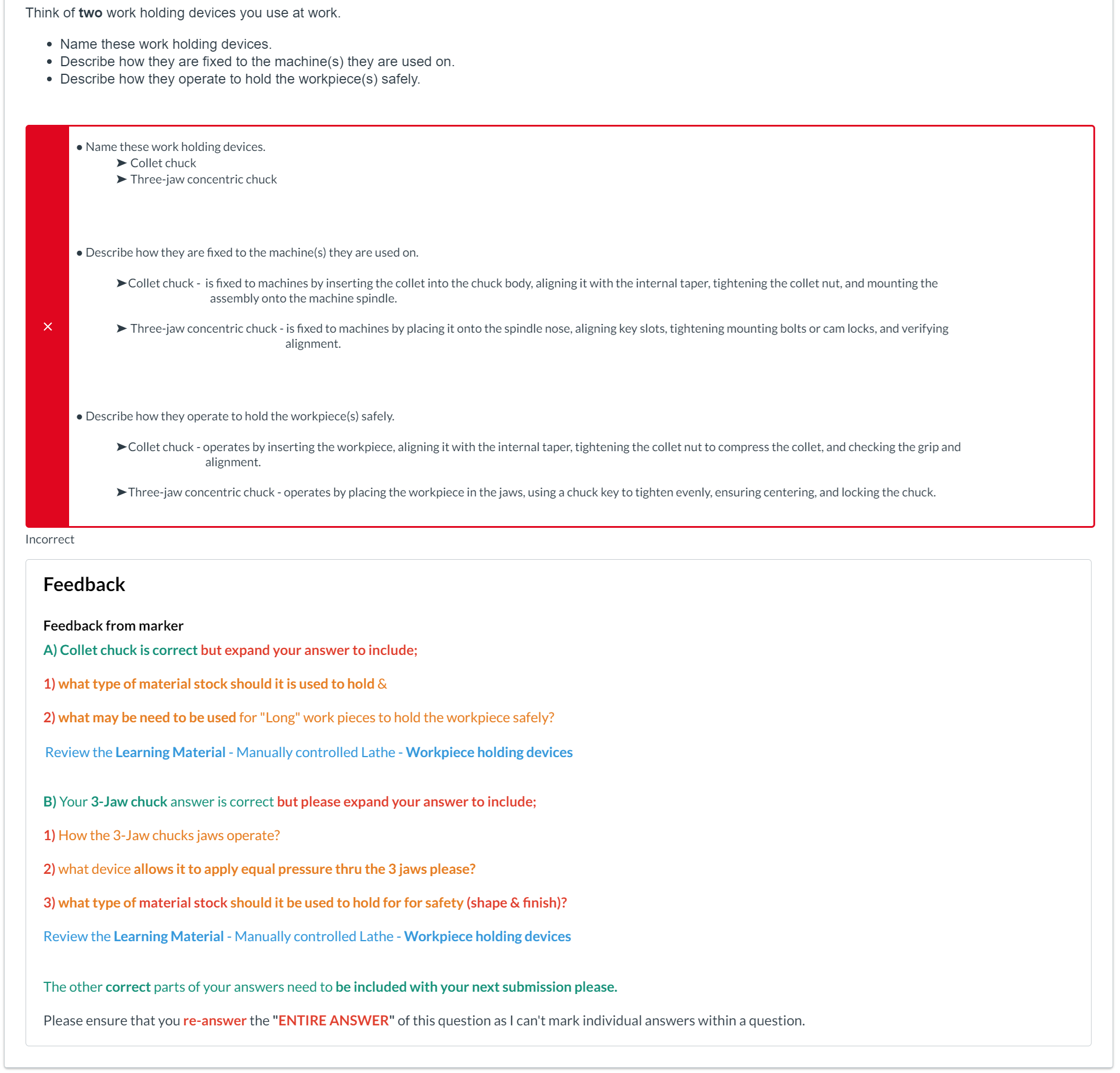 Think of two work holding devices you use at