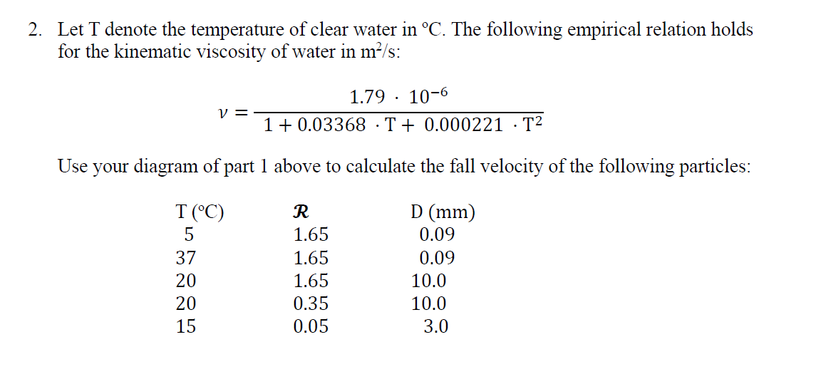 Let T denote the temperature of clear water in C