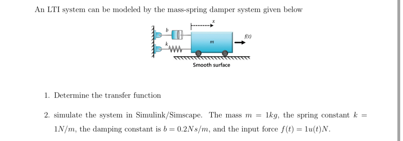 An LTI system can be modeled by the mass - spring