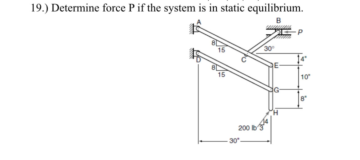 1 9 . ) Determine force P if the system is in