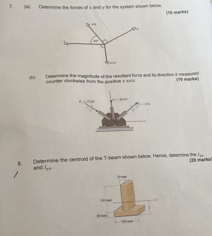 ( a ) Determine the forces of x and y for the